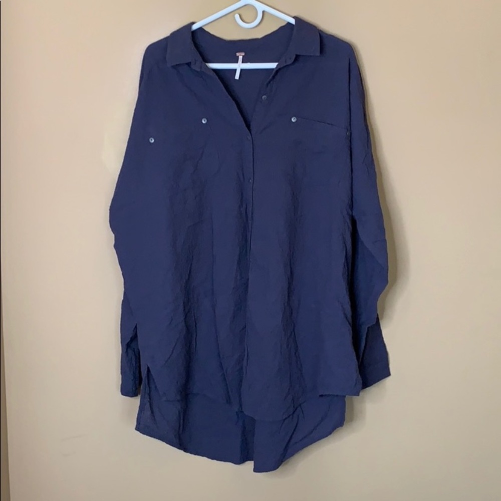 Free People navy textured oversized tunic